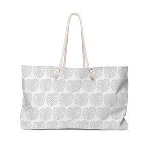 Light Gray Monstera Pattern Weekender Bag