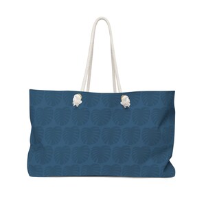 Navy Monstera Pattern Weekender Bag