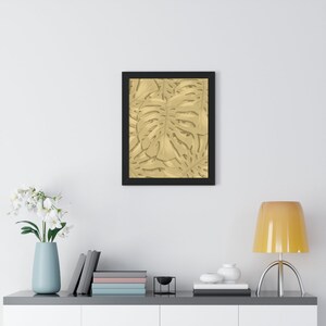 Golden Monstera Framed Print