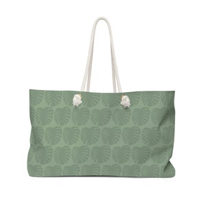 Sage Monstera Pattern Weekender Bag