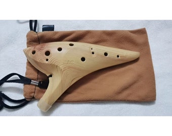 Resinwood Look Ocarina, 12-hole AC Ocarina, Handmade Ocarina, Beige Retro Ocarina, Valentine's Day Gift, Creative Music Gift