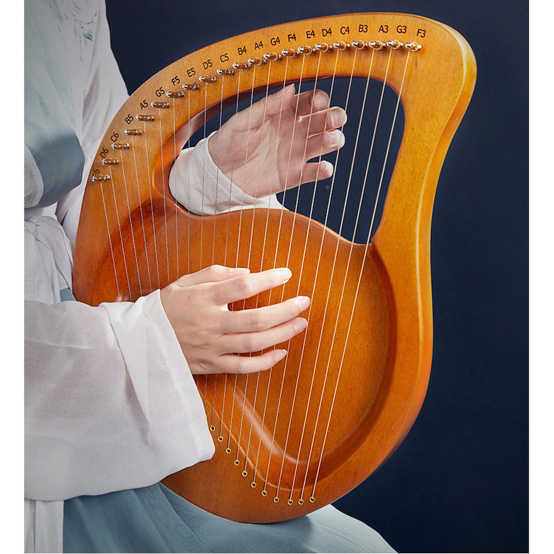Wooden Lyre, 21 String Lyre, Lyre Musical Instrument, Wooden Stringed