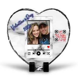 Personalized QR Code and Photo Slate - Heart Shaped