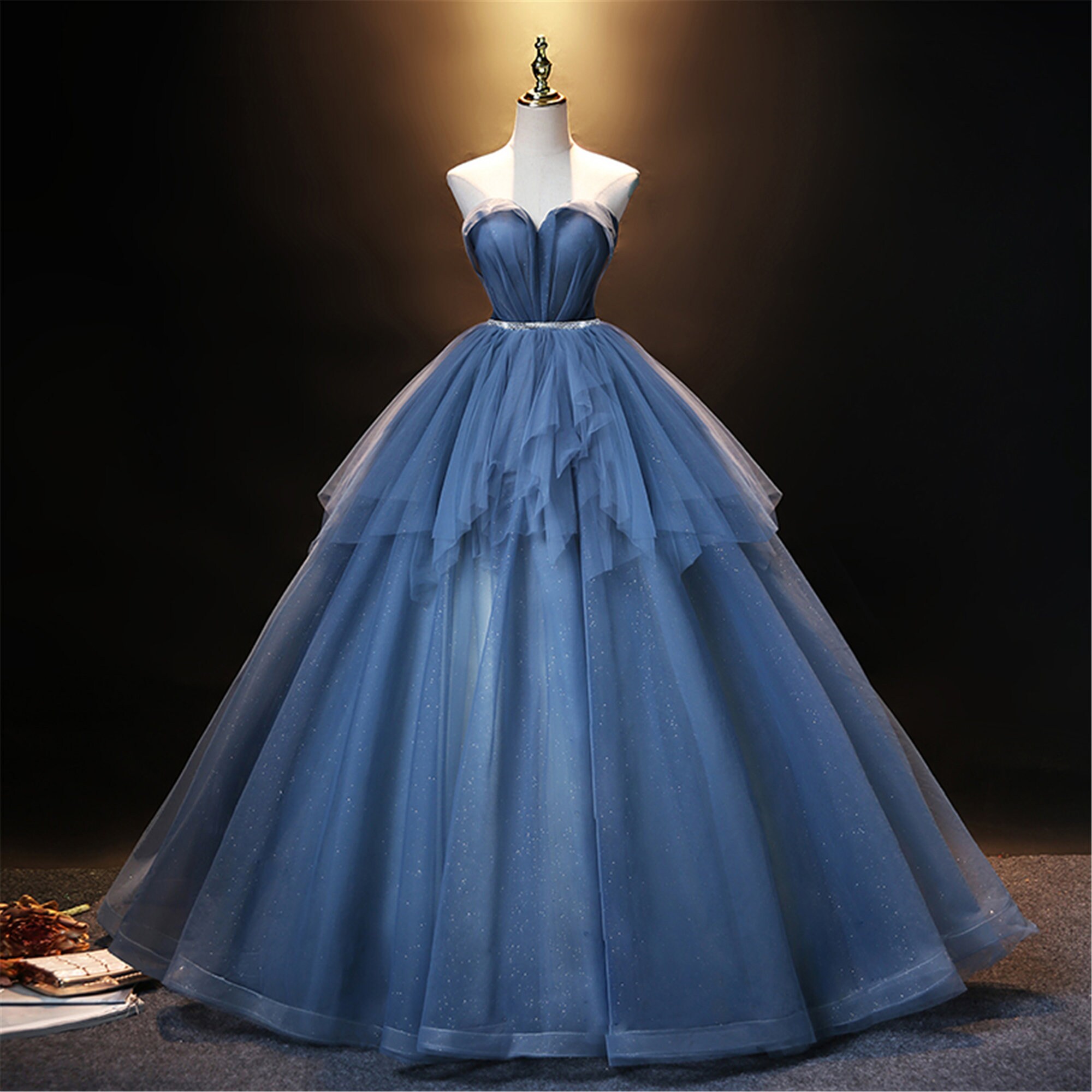 blue and black gown