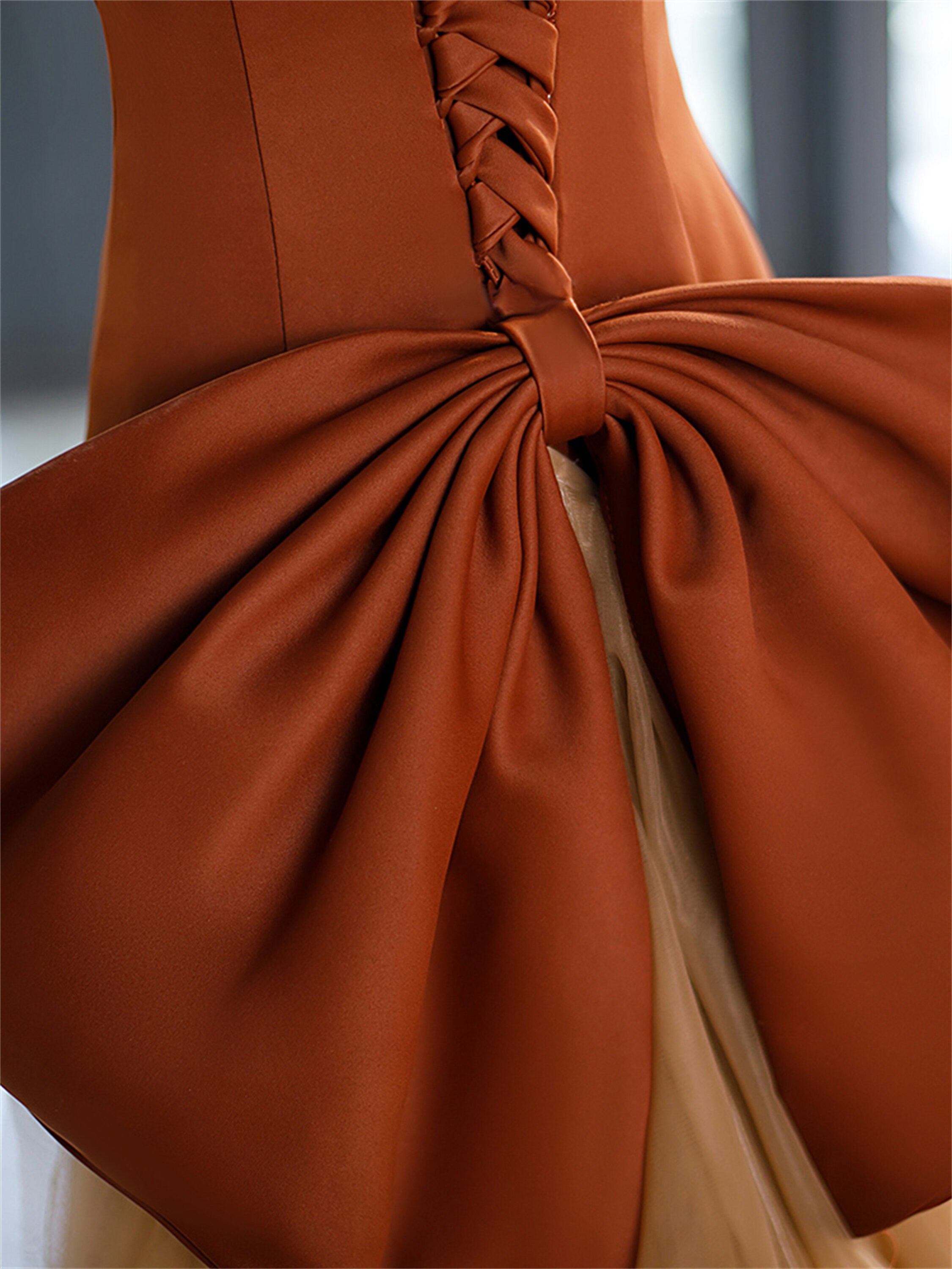 Mermaid Caramel Satin Dressbow in the Backprom Dressparty Etsy