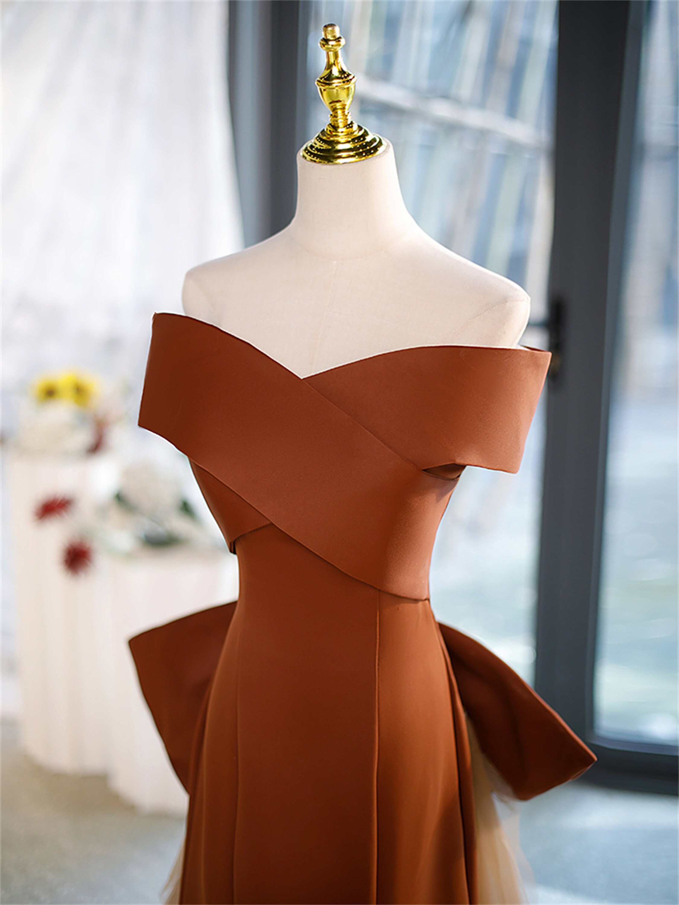 Mermaid Caramel Satin Dressbow in the Backprom Dressparty Etsy