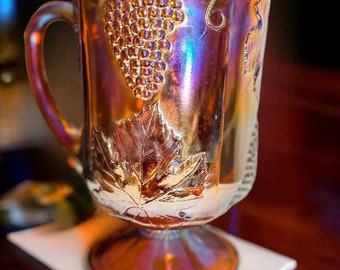 Vintage Carnival Glass Pitcher Harvest Grape Pattern