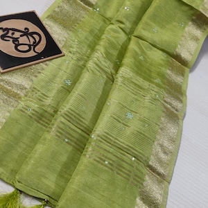 Pure Banarasi munga mirror work allover with designer blouse pcs