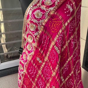 Exclusive Gajji silk dupatta with zardozi pearl and sequence work