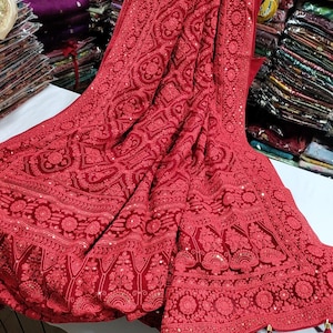 Pure georgette chikankari saree..