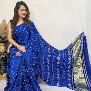 Bandhani saree with beautiful zari pally on pure modal silk