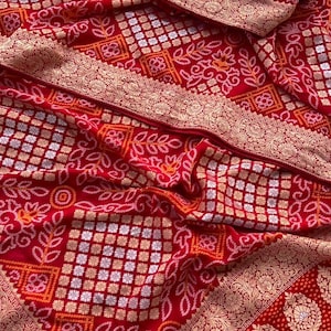 Premium pure Khaddi georgette saree with zari Banarasi weaving ghatchola with Meena zari weaving