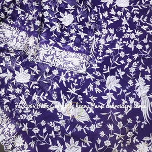Pure georgette saree with royal embroidery Parsi gara work.