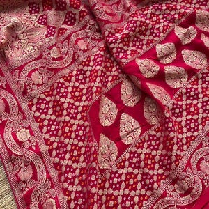 Red Pure Khaddi Georgette Brocade Kurta with Sharara main image 0