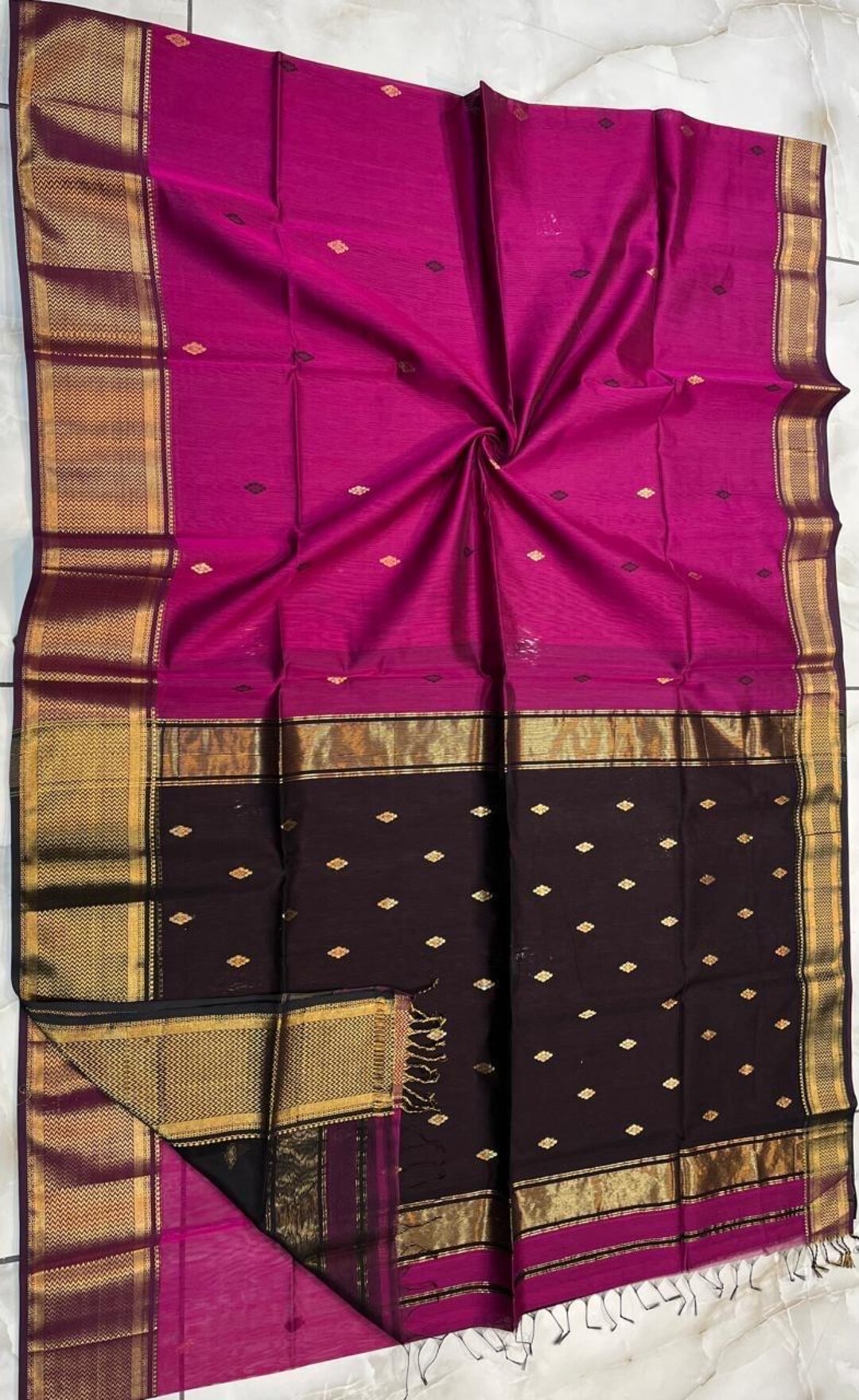 Yellow - Maheshwari Silk Cotton Handloom Fabric