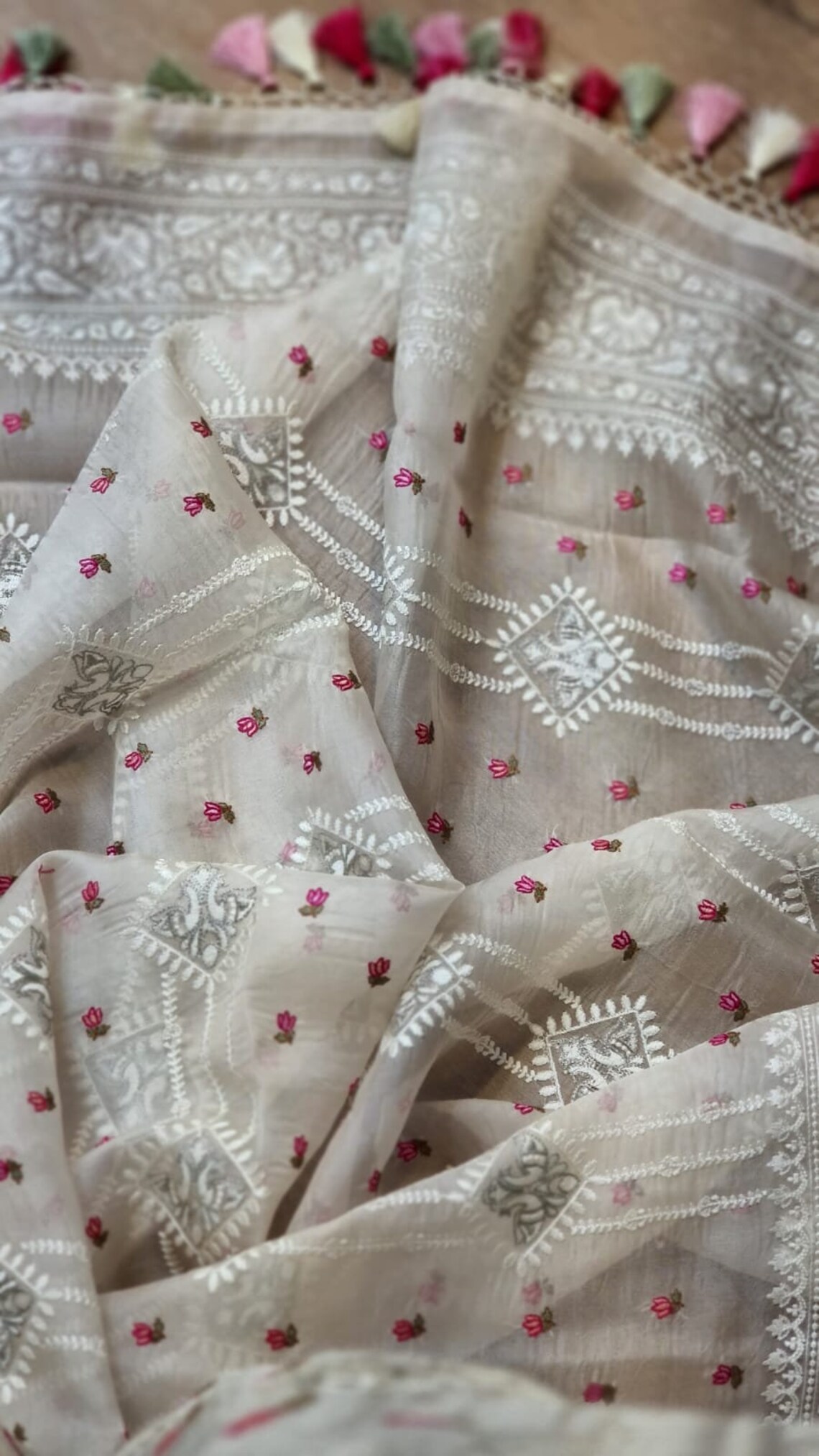 3D Digital Printed  Organza Silk Saree main image 0