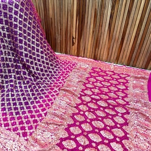 Pure Banarasi georgette neem Zari bandhej sarees