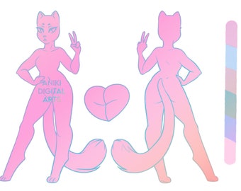 REFERENCE SHEET BASE Leopard/Cat/Feline - Editable - High Res - Adopt Custom Commission Adoptable