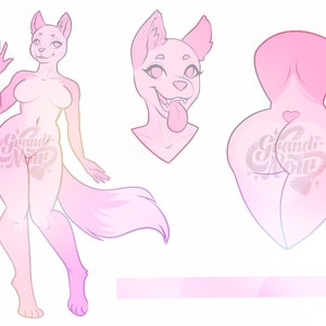 Ref Sheet Base - Canine Dog Wolf Fox Style - P2U Adopt Template