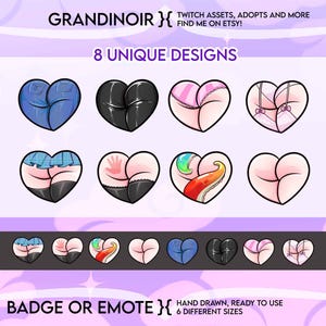 8x Booty Sub Badges or Emotes for Twitch | Streaming cheer badges | Cheeky Lewd Channel points | Discord Telegram | Bits | Asset