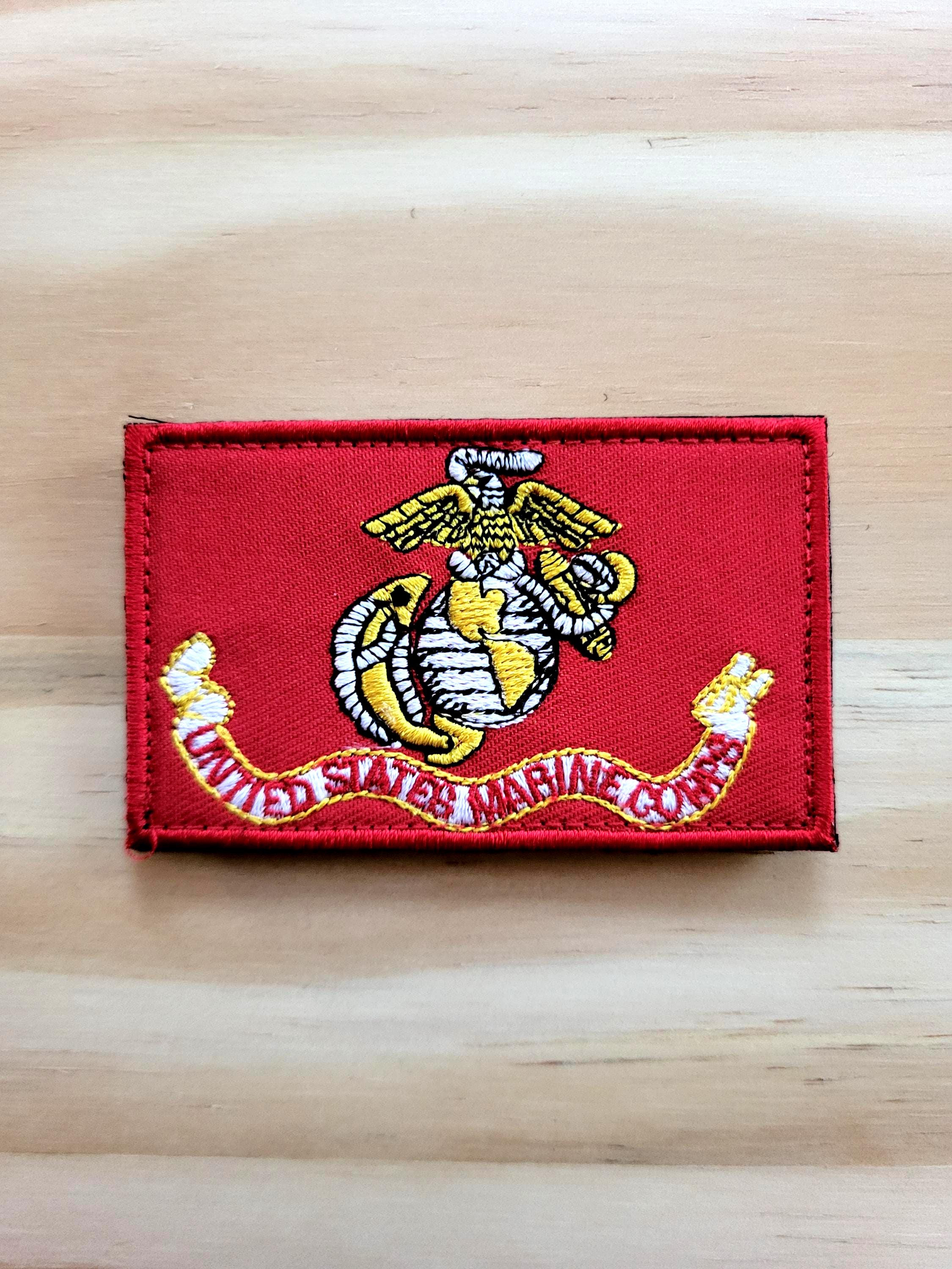 Desert Tan US Marine Corps (USMC) Embroidered Patch – 3" Diameter, Iron-On