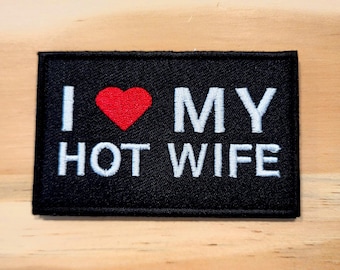 Parche táctico con velcro "I <3 MY Hot WIFE" (Yo amo a mi esposa sexy)