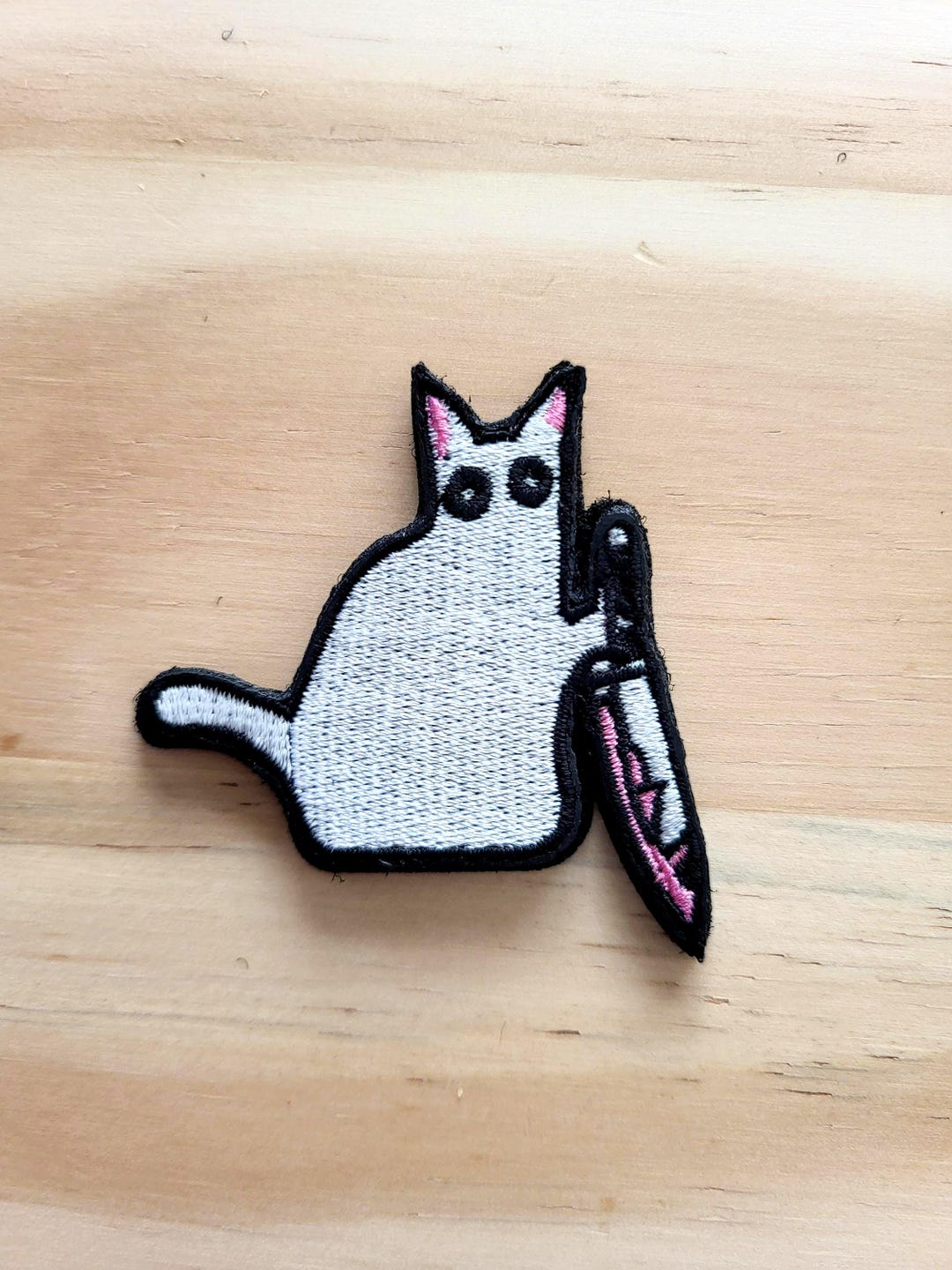 STABBY CAT (white) Tactical Morale Patch Hook and Loop - Etsy