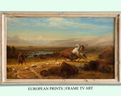 Samsung Frame TV Art Native Americans Vintage Southwestern Painting DIGITAL Download Painting Buffalo And Horse Art TV02