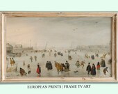 Samsung Frame TV Art Winter Landscape Vintage People Painting DIGITAL Download Painting Antique Gallery Wall Art TV03