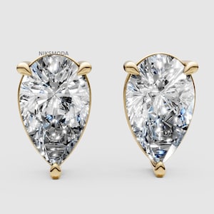 0,50 bis 4,00 TCW Birnen-Schliff Lab gewachsene Diamant Ohrstecker / CVD Diamant Ohrstecker / tränenförmige Ohrringe für Sie / Geschenk für Frau