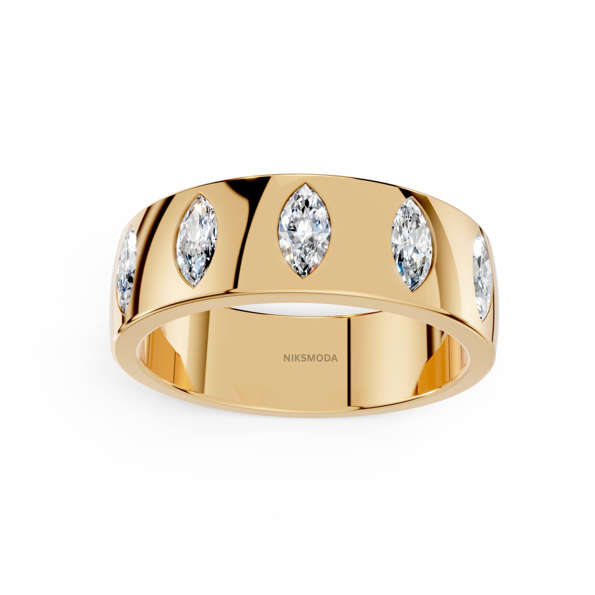 Marquise Lab Grown Diamond Eternity Wedding Band / 14K Solid Gold Flush ...
