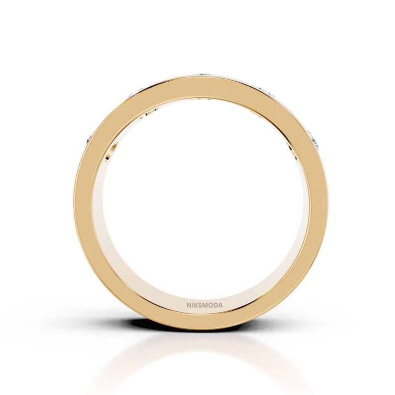 Marquise Lab Grown Diamond Eternity Wedding Band / 14K Solid Gold Flush ...