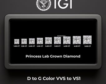 Princess Cut Lab Grown Loose Diamond / D-G Color VVS-VS Clarity / 1.00–5.00 ct IGI Certified Loose Stone for Engagement Ring or Fine Jewelry