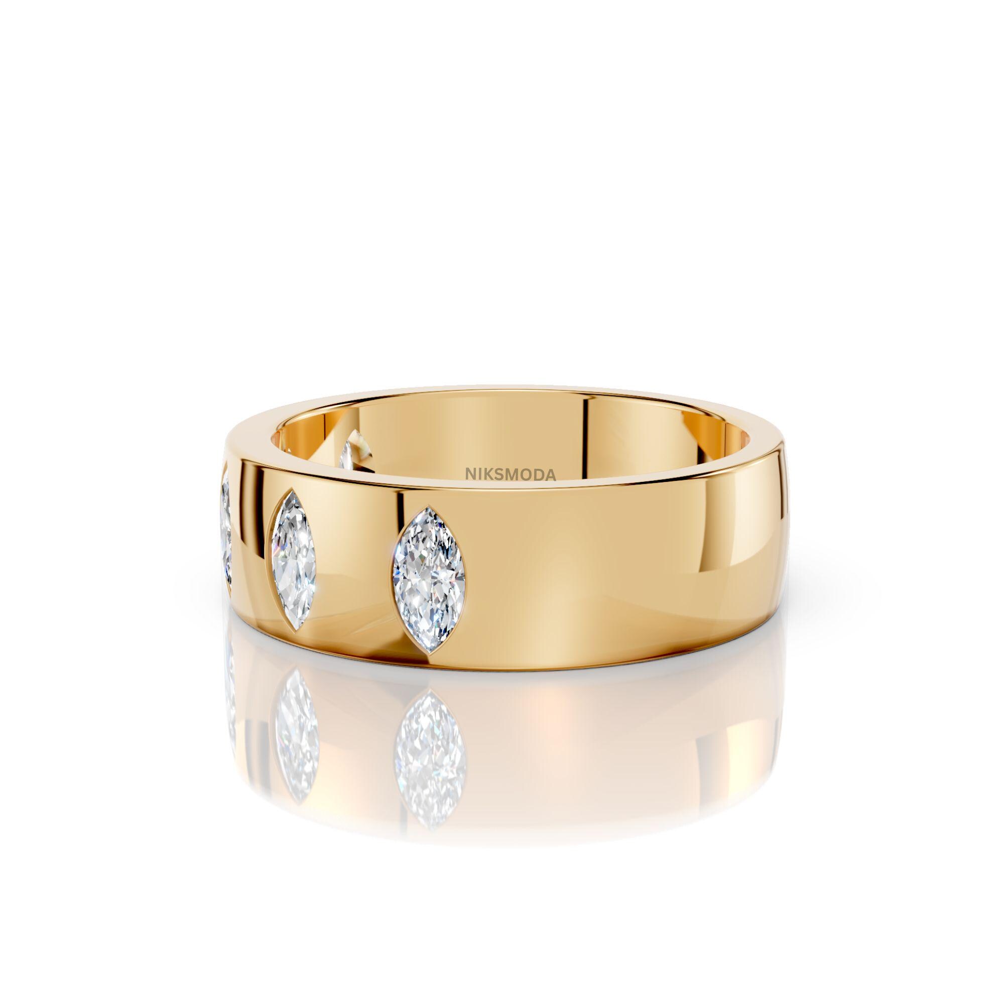 Marquise Lab Grown Diamond Eternity Wedding Band / 14K Solid Gold Flush ...