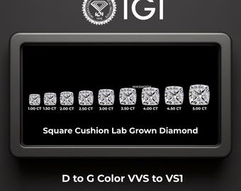 Kissenschliff Diamant im Labor gewachsen / IGI-zertifizierter loser Diamant / 1,00 bis 5,00 CT / D-G-Farbe VVs-Vs Klarheits-Jubiläumsgeschenk / individuelles Geschenk