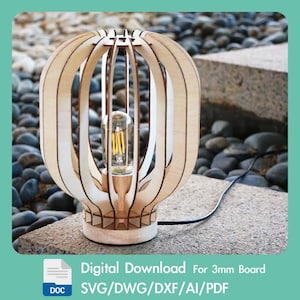 Modern Handcrafted Oak Wood Desk / Table Lamp Digital Download
