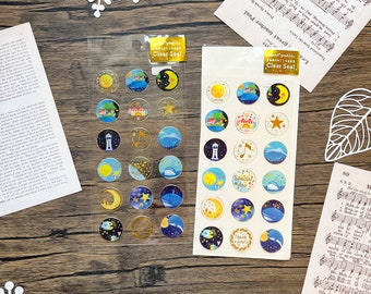 Japanese kawaii Baby Whale Paradise gold foil sticker