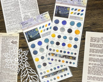 Starry Night Gold Foil Stickers, Bullet Journal Planner Stickers