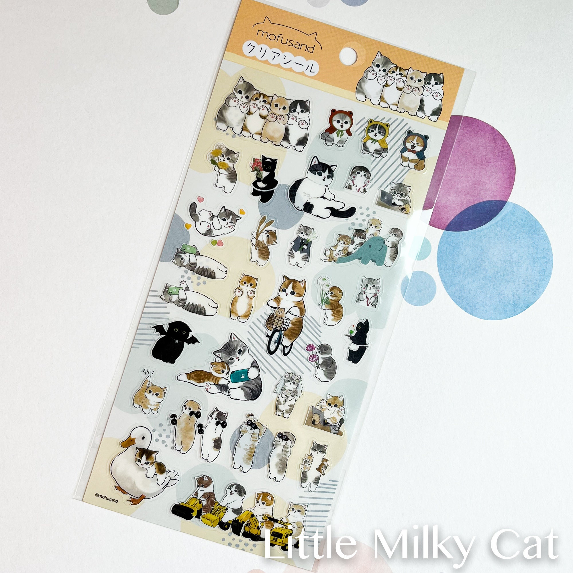 Japan Sanrio × Mofusand Big Vinyl Sticker - Cat / Doll