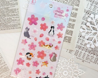 Korea 3D Hard gel sticker Drop Cherry Blossoms Sakura Cat sticker