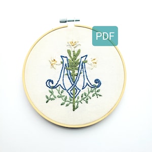Marian M PDF Pattern & Instruction Download, Virgin Mary Embroidery Design, Our Lady Catholic Embroidery, Beginner/Intermediate Catholic