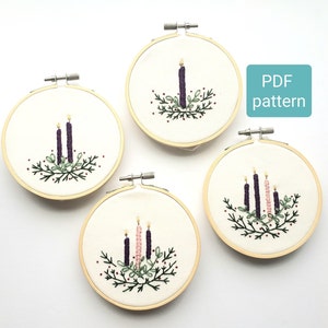 Advent Ornaments Pattern & Instruction Download, Christmas Embroidery Ornaments, Catholic Embroidery, Advent Wreath Embroidery Pattern