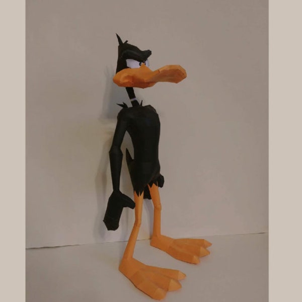 DIY Papercraft Daffy Duck, 3D Room Decor, Low Poly, 3D Papercraft PDF. Template For Creating 3D Daffy Duck, Gift,Cartoon Papercraft, Origami