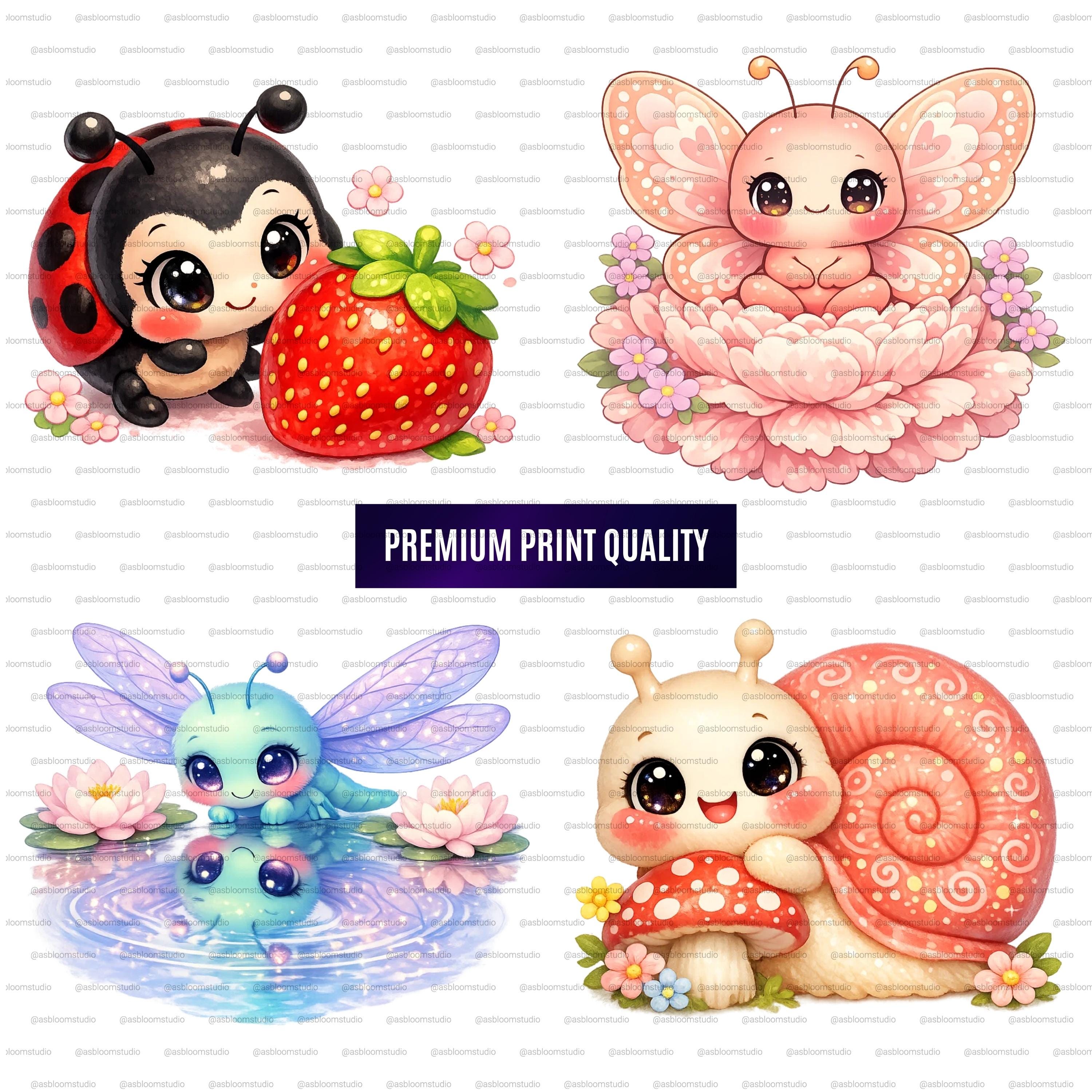 Spring Bugs & Flowers PNG Clipart Bundle | 42 Kawaii Insect ...
