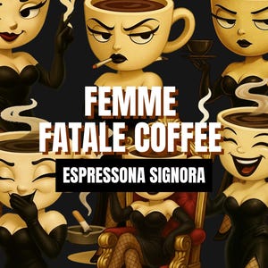 Pacote de clipart da Espressona Signora: meme do cérebro italiano, arte com café (download instantâneo)