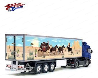 Juego de calcomanías y pegatinas para techo lateral laminado para remolque RC Tamiya Smokey Bandit 56319 de 3 ejes, escala 1/14