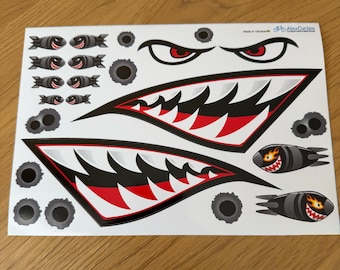 RC Tiger Shark Teeth Decals: 1/10 Scale Cut Vinyl Kit
