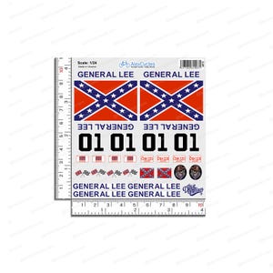 General Lee RC Car Decals: 1/24 Scale Vinyl Stickers - Etsy