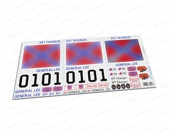 General Lee Tamiya Custom Made Cut Vinyl Decals Stickers Kit 10th Scale