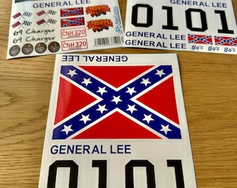 Kit de calcomanías de vinilo troqueladas personalizadas General Lee de Tamiya a escala 1/10